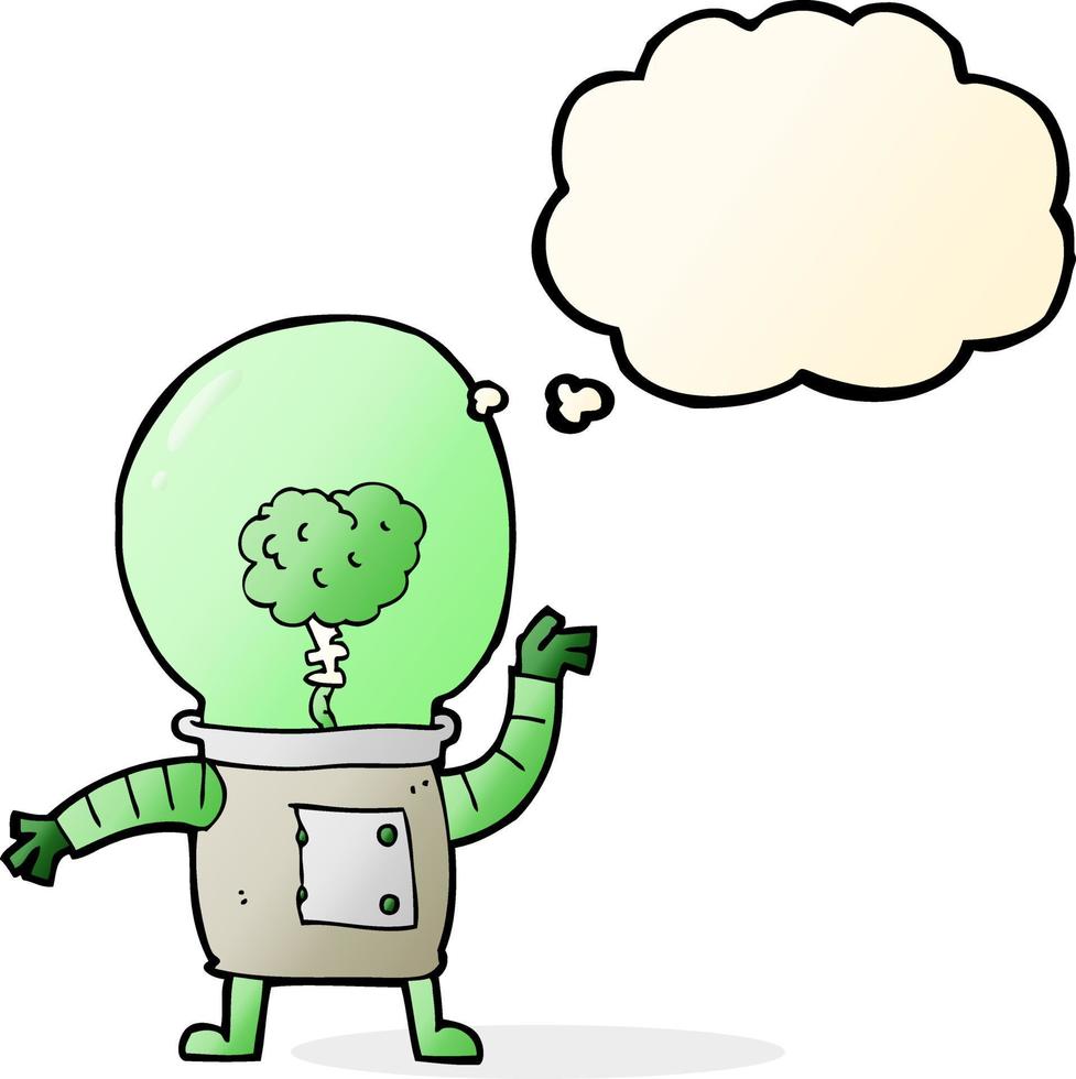 cartoon robot cyborg with thought bubble vector
