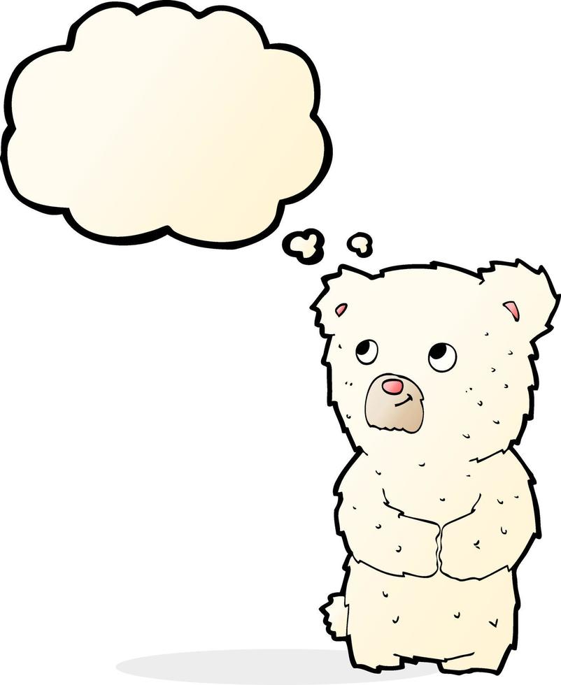 cartoon polar bear cub with thought bubble vector