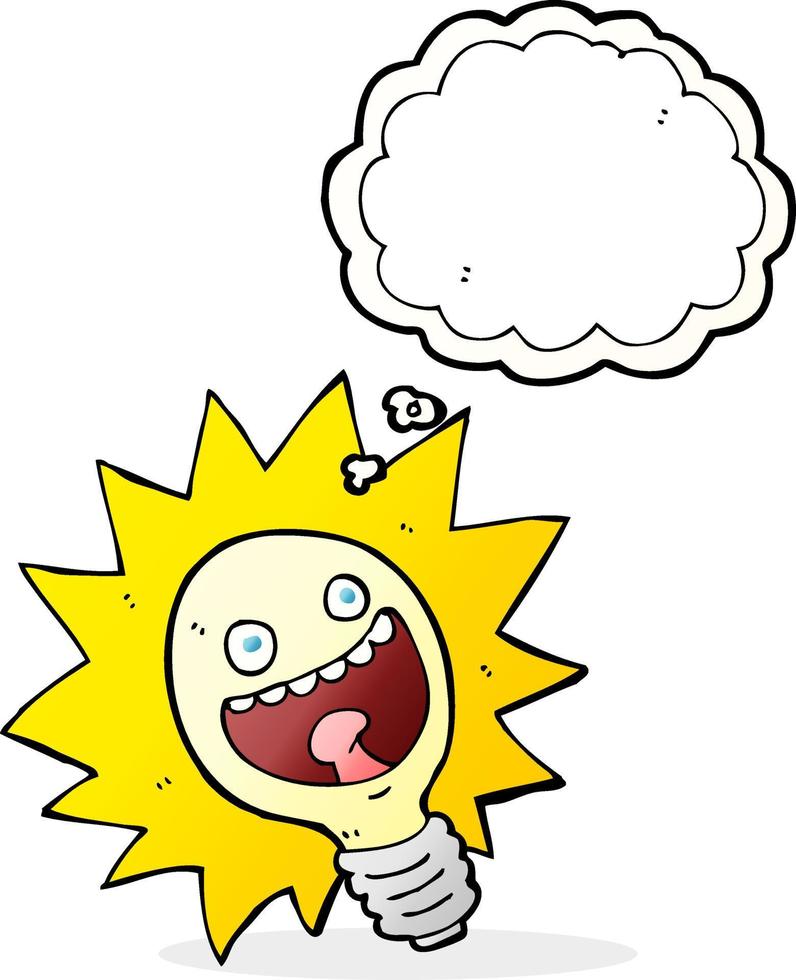 cartoon lightbulb with thought bubble vector
