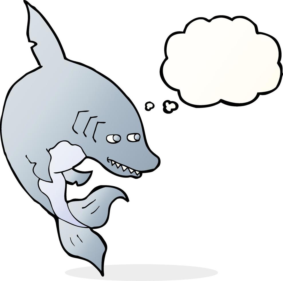 funny cartoon shark with thought bubble vector