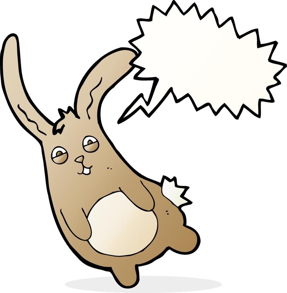 funny cartoon rabbit with speech bubble vector