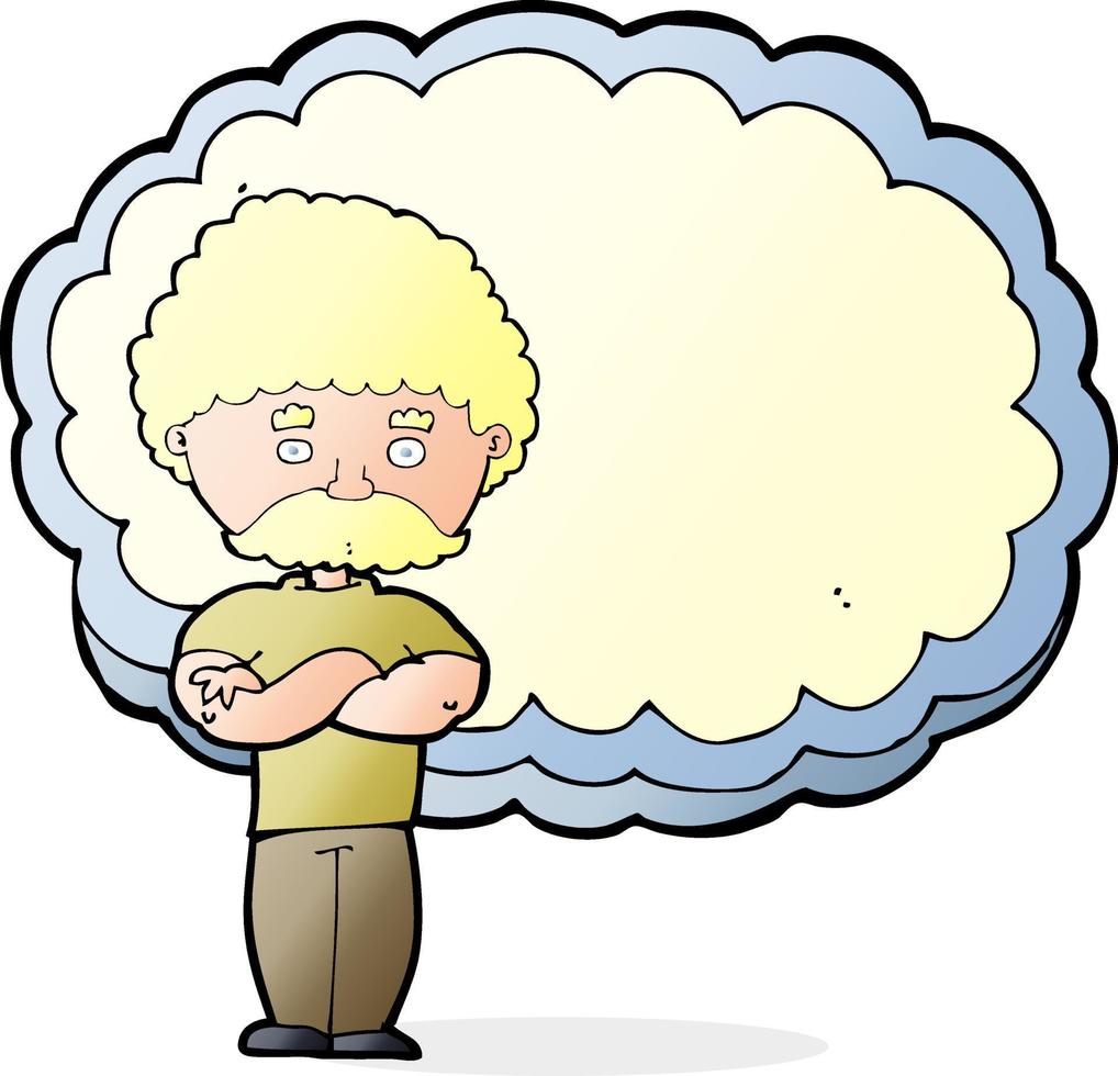 caricatura, hombre, con, texto, espacio, nube vector