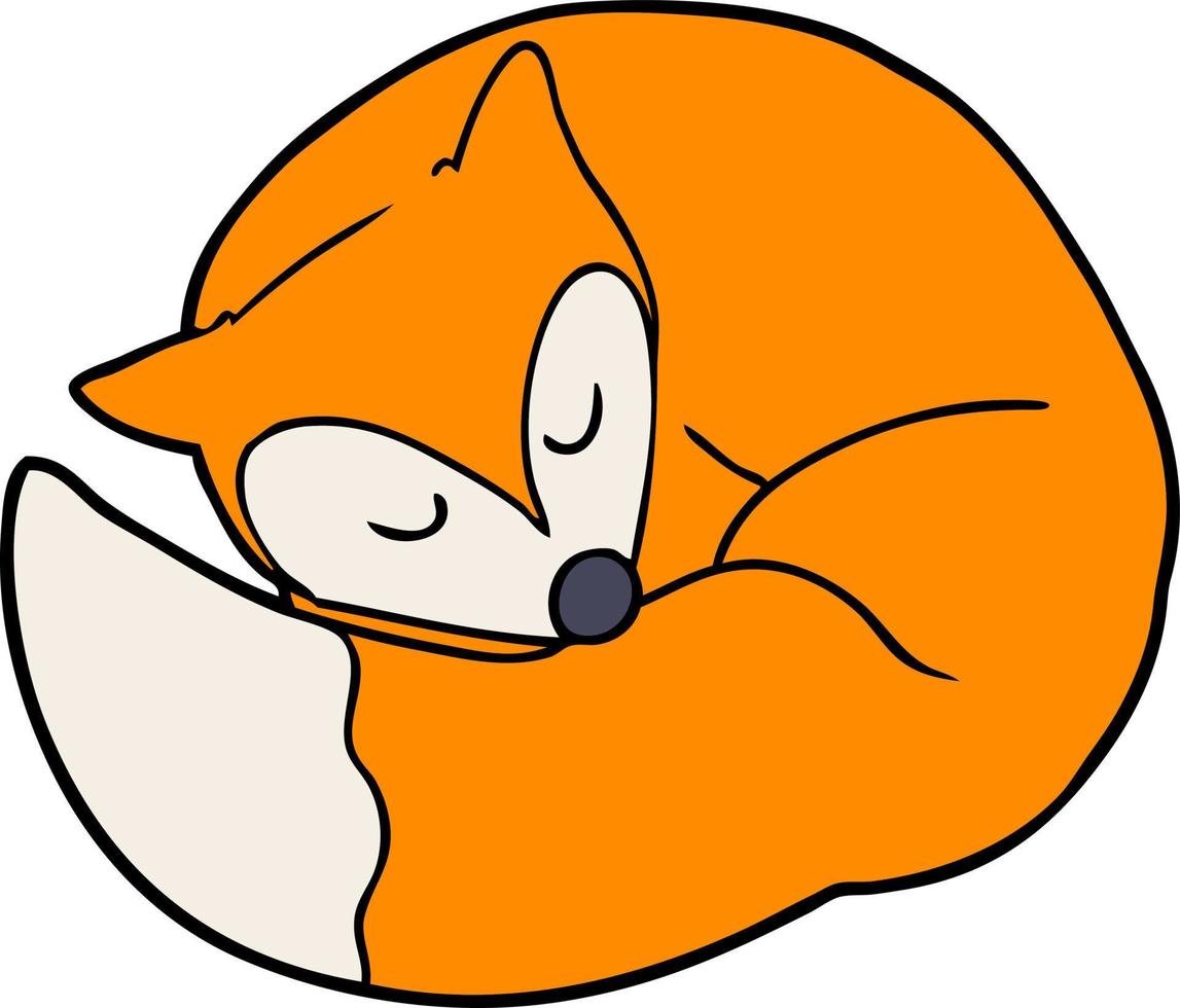 cartoon sleeping fox vector