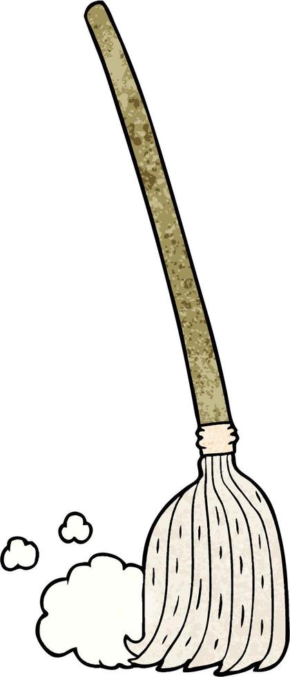 cartoon broom sweeping vector