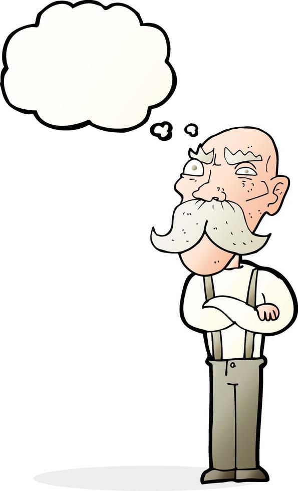 cartoon angry old man with thought bubble vector