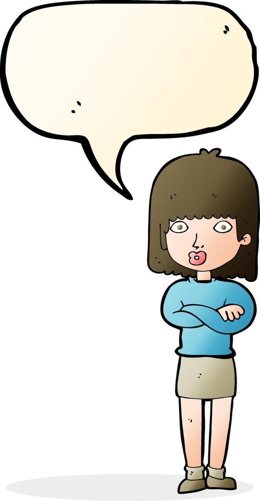 cartoon impatient woman with speech bubble vector