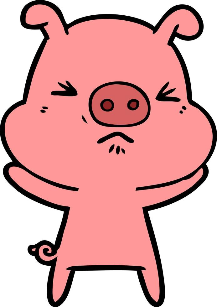 cartoon angry pig vector