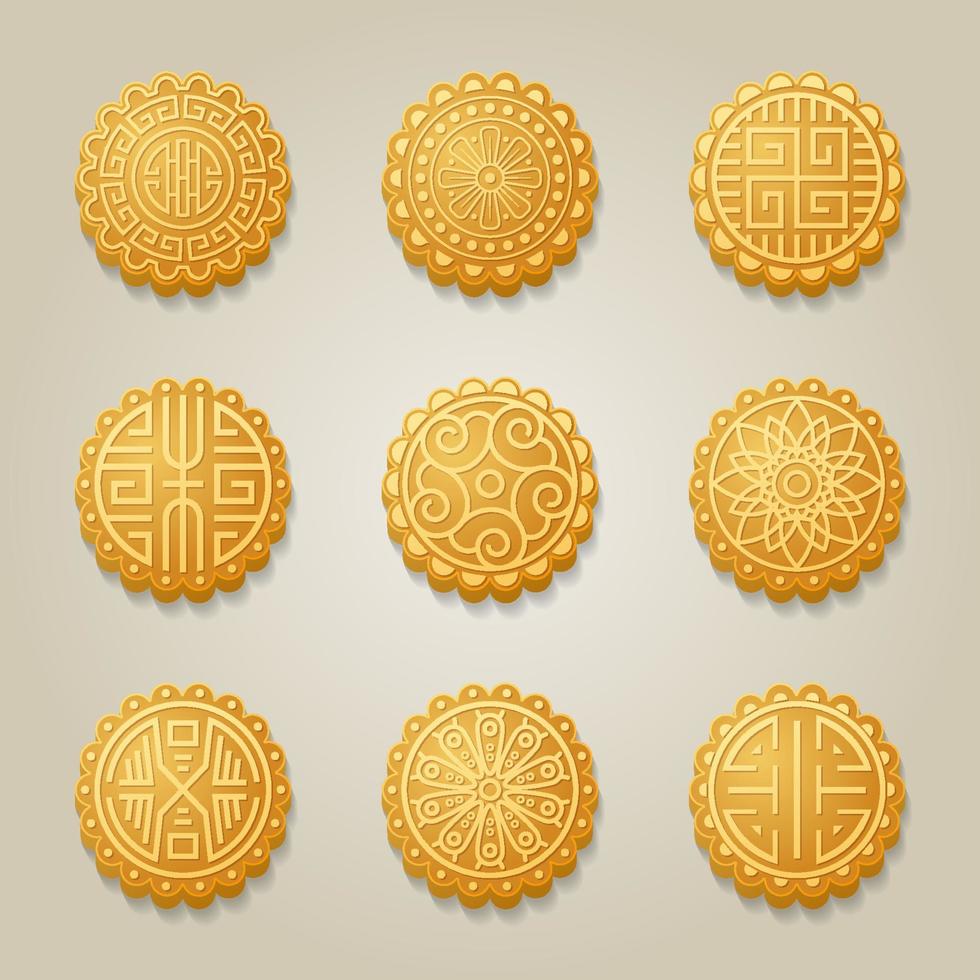 Moon Cake Icons Set vector