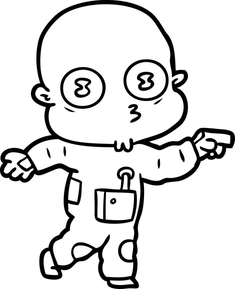 cartoon weird bald spaceman vector