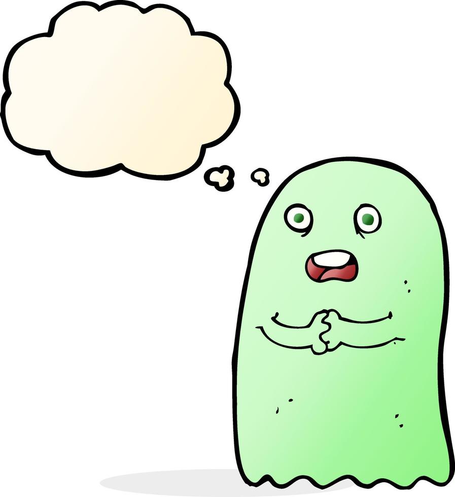 funny cartoon ghost with thought bubble vector