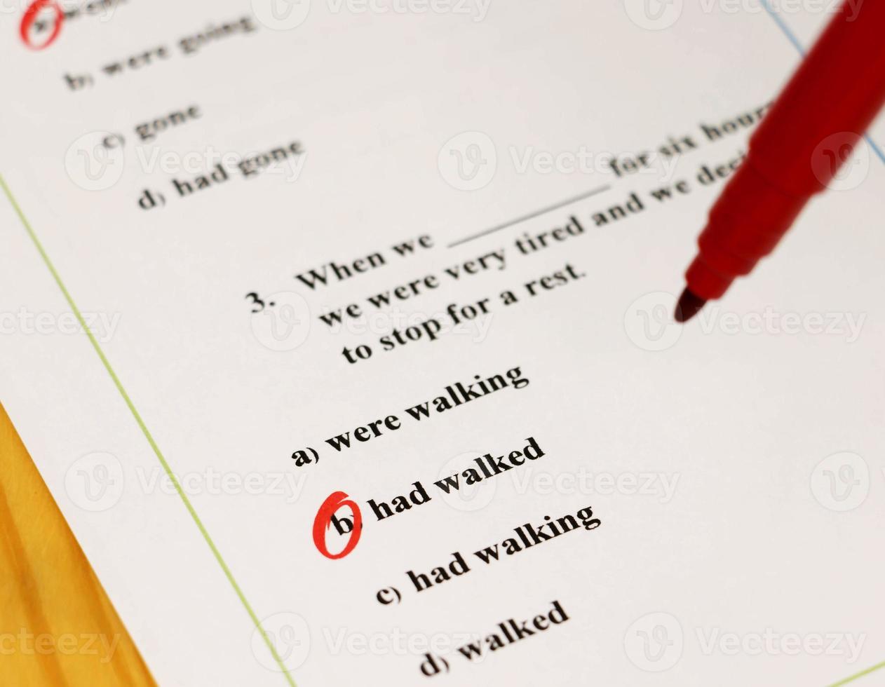 English grammar test sheet photo