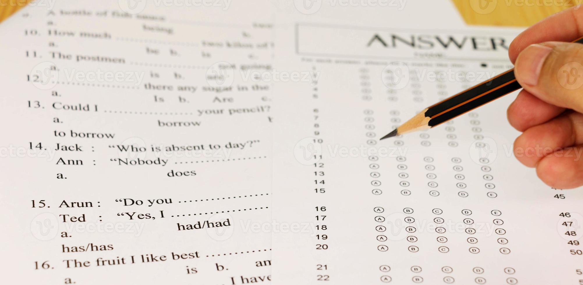 English grammar test sheet photo