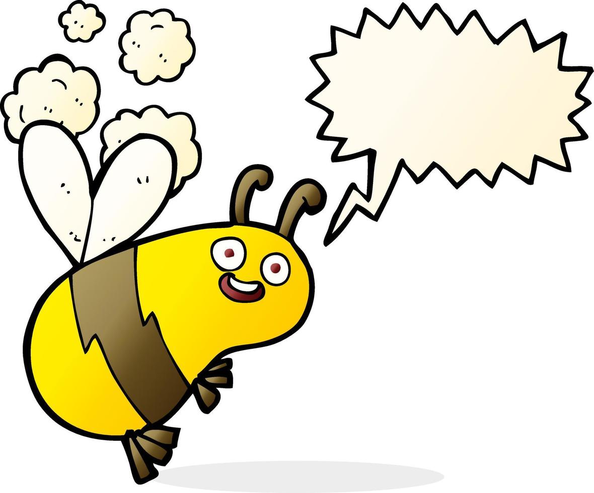 funny cartoon bee with speech bubble vector