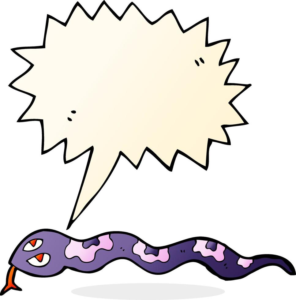 serpiente sibilante de dibujos animados con burbujas de discurso vector