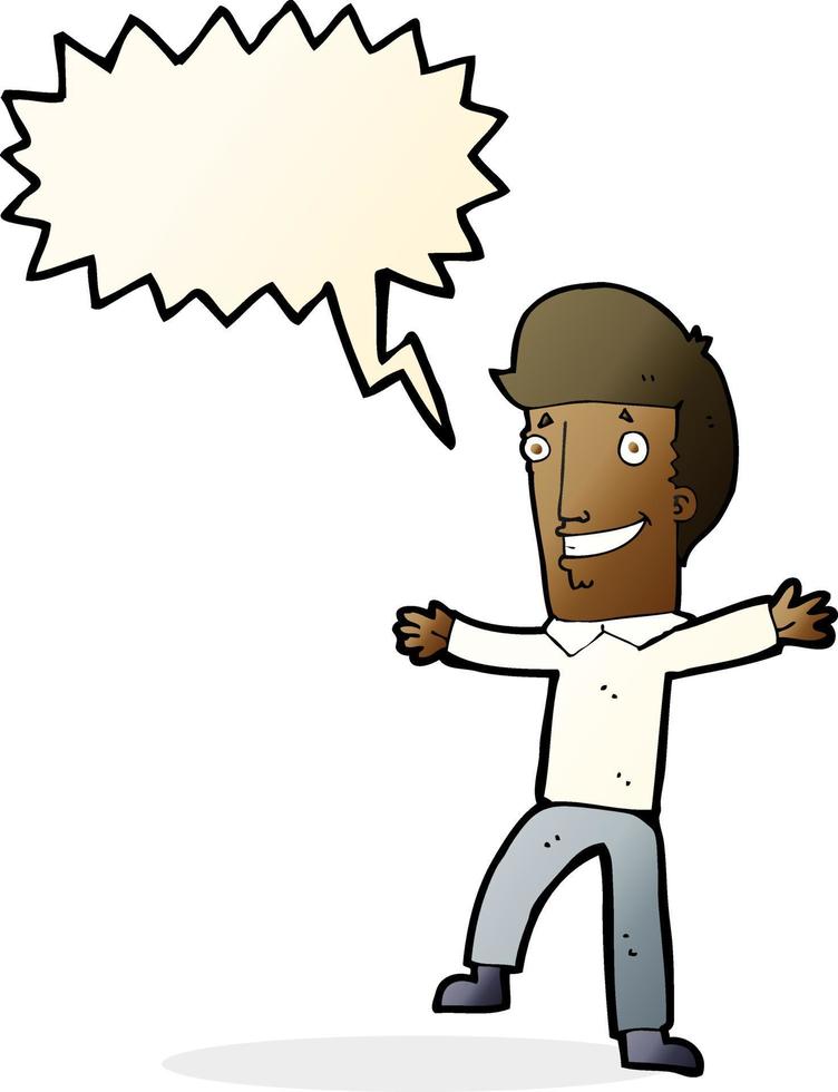 cartoon happy man with speech bubble vector