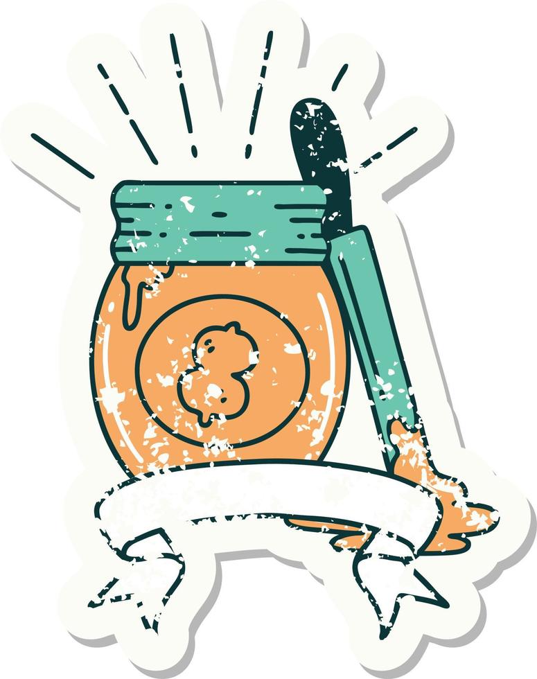 grunge sticker of tattoo style peanut butter vector
