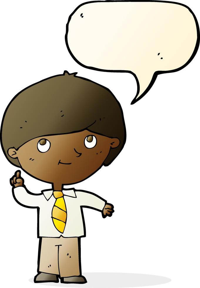 cartoon boy with idea with speech bubble vector