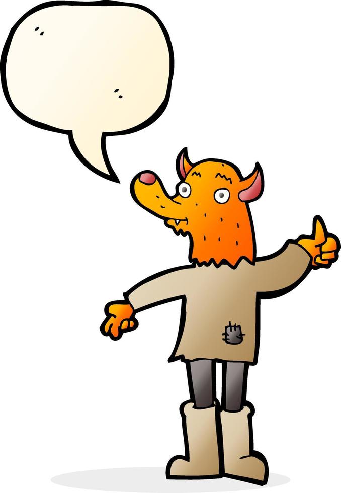 cartoon fox man with speech bubble vector