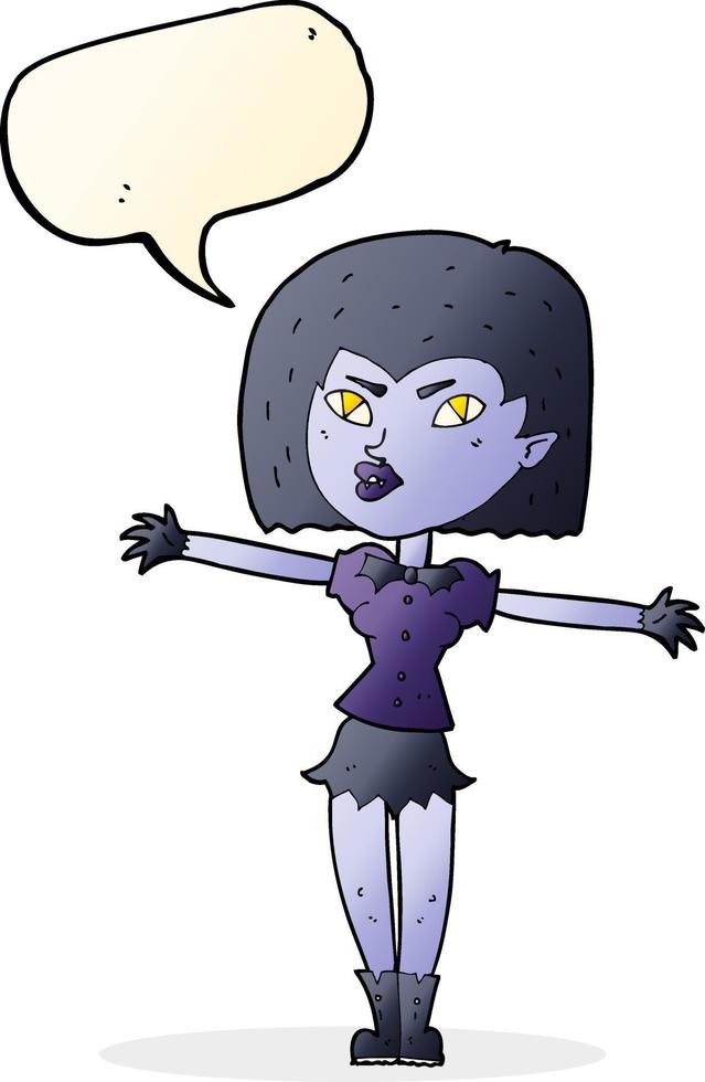 cartoon vampire girl with speech bubble vector