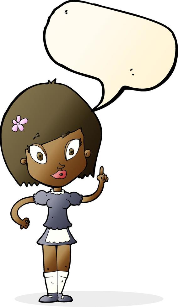 cartoon pretty maid with speech bubble vector