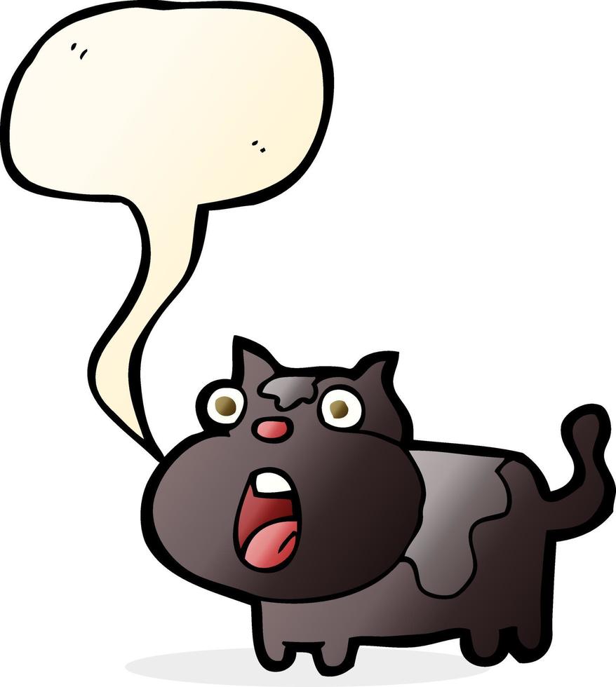 cartoon shocked cat with speech bubble vector
