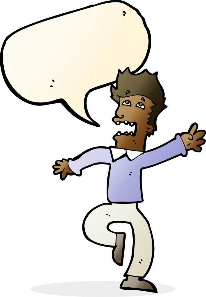 cartoon man panicking with speech bubble vector