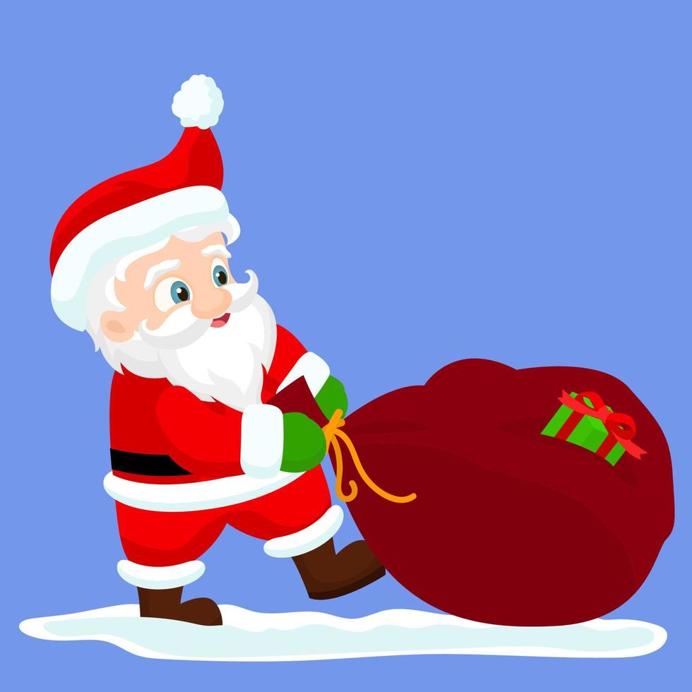 Santa Claus with red bag full of gifts vector