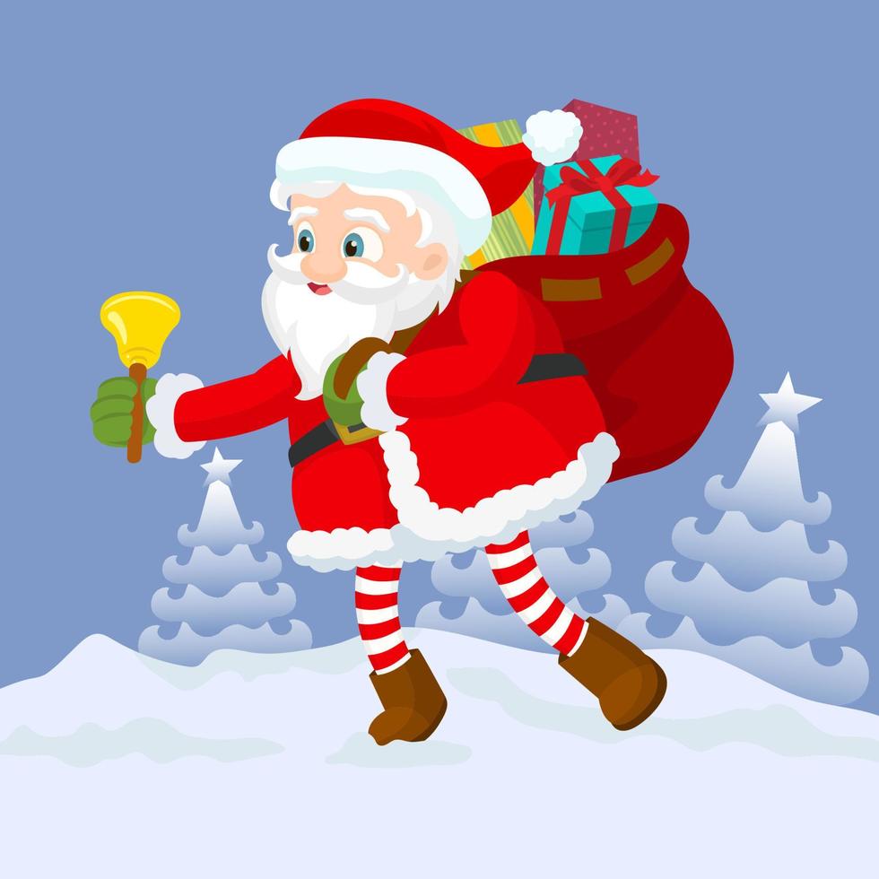 Santa Claus with gifts in hands. santa claus with box vector