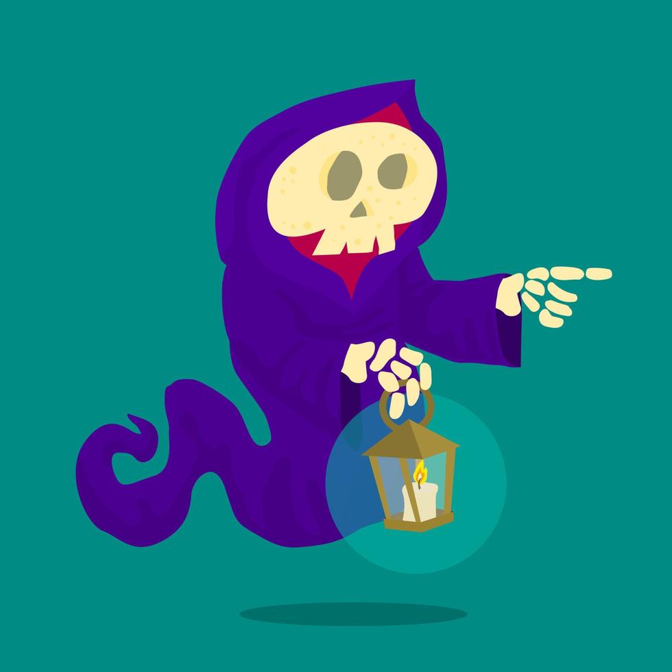 Skull with lantern, the death pointing vector