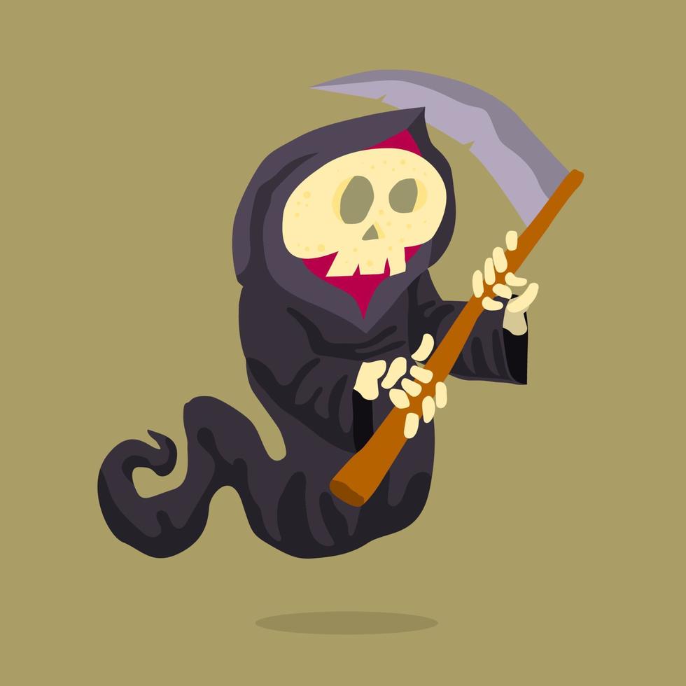 A grim reaper character carries a large scythe vector