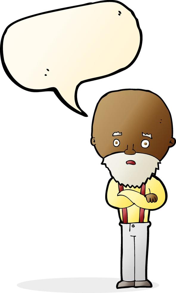 cartoon worried old man with speech bubble vector