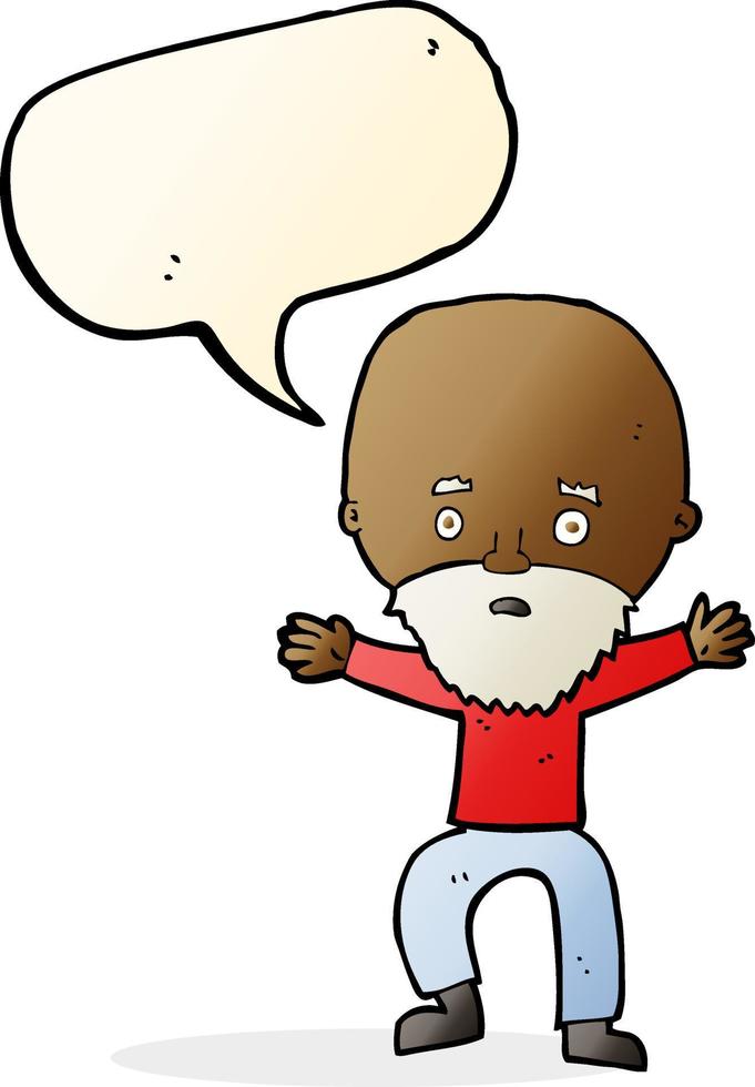 cartoon panicking old man with speech bubble vector
