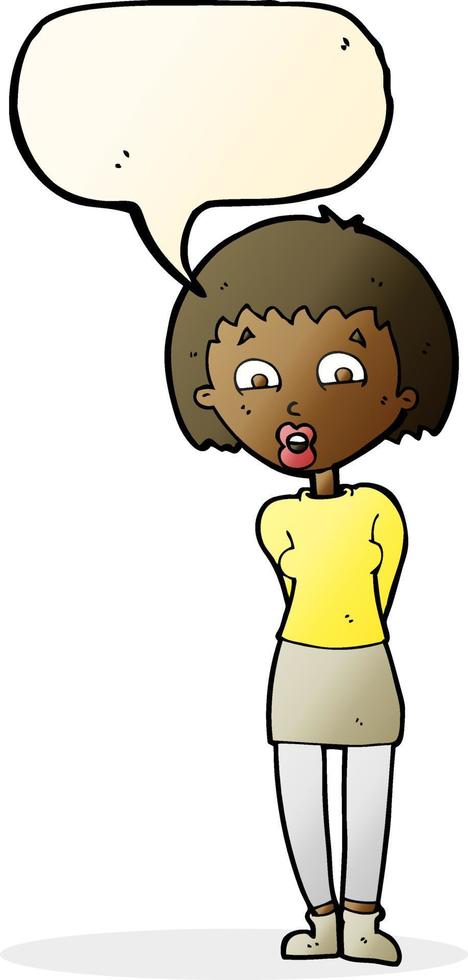 cartoon surprised woman with speech bubble vector