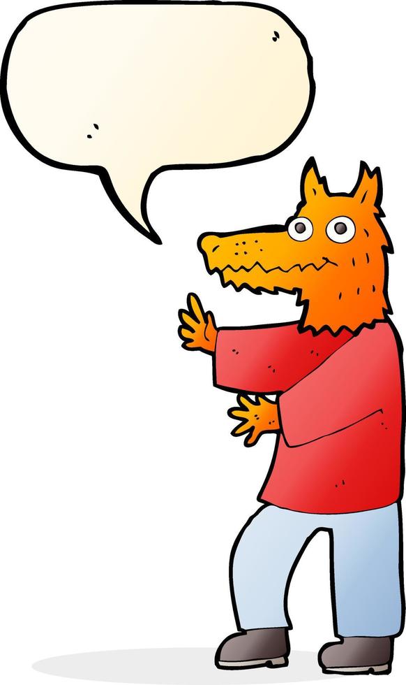 cartoon funny fox man with speech bubble vector