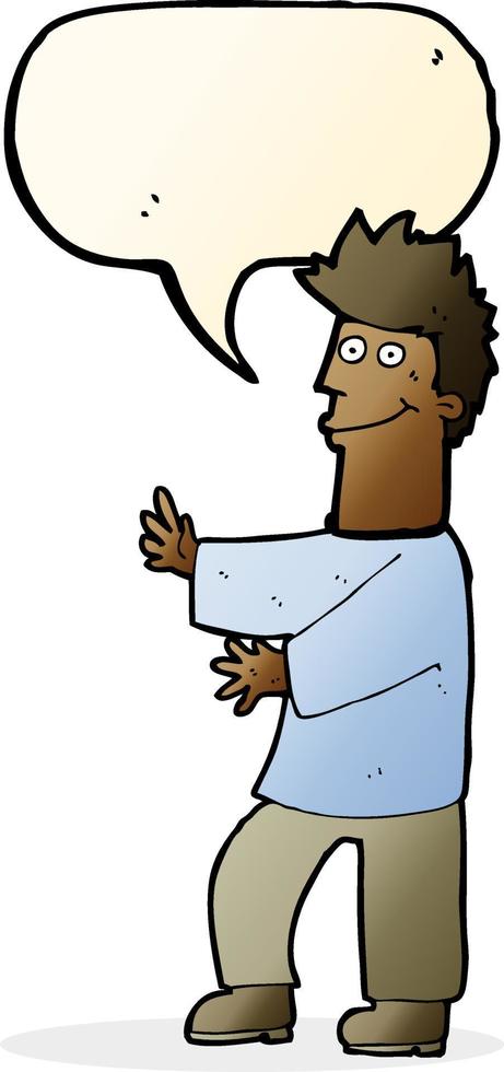 cartoon happy man with speech bubble vector