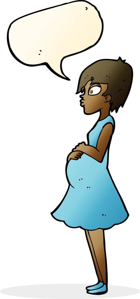 cartoon pregnant woman with speech bubble vector