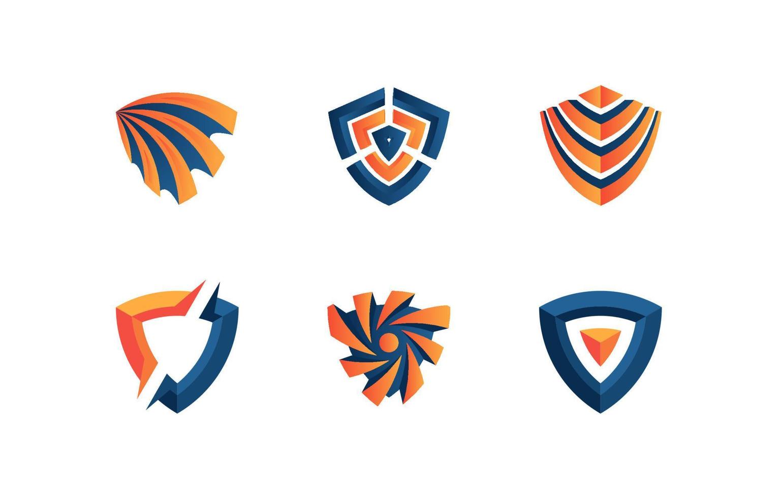 Abstract Shiny Logo Shield Set vector