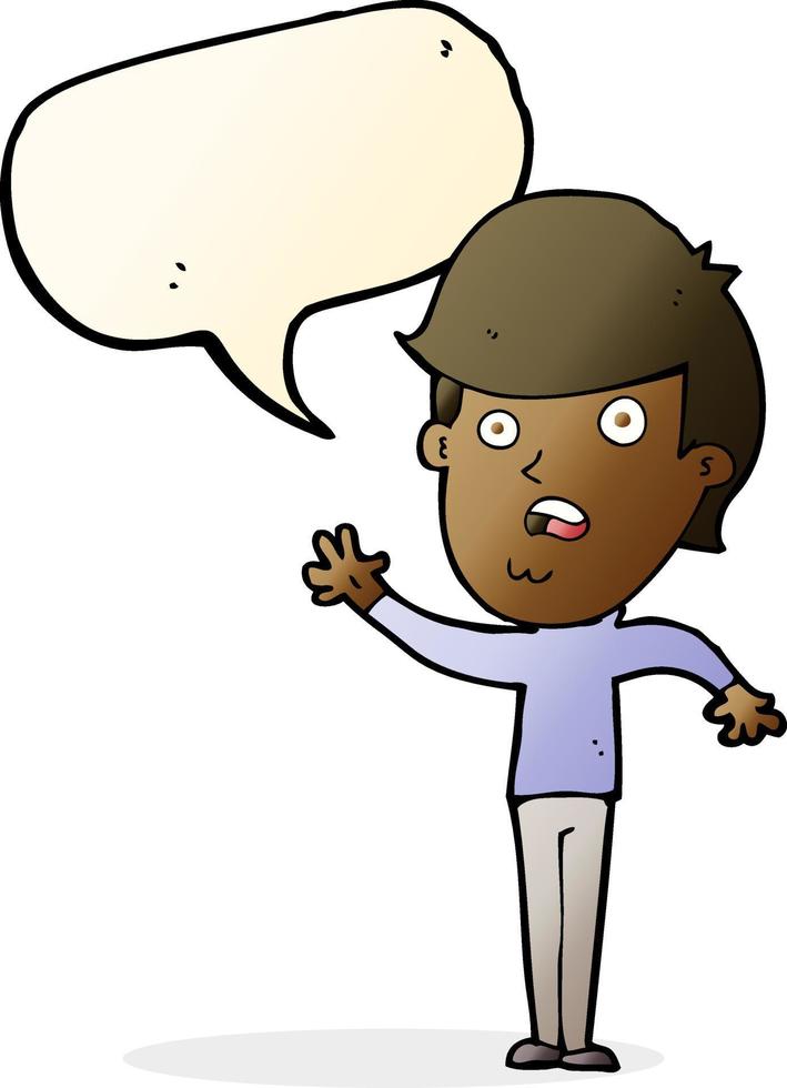 cartoon unhappy boy with speech bubble vector