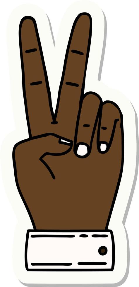 peace symbol two finger hand gesture sticker vector