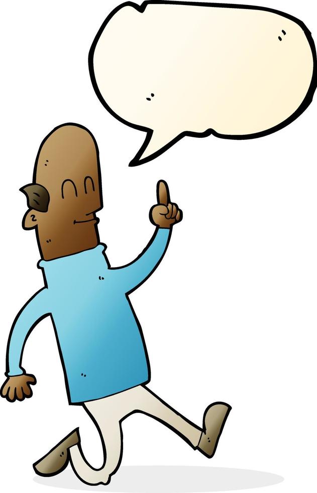 cartoon bald man with idea with speech bubble vector