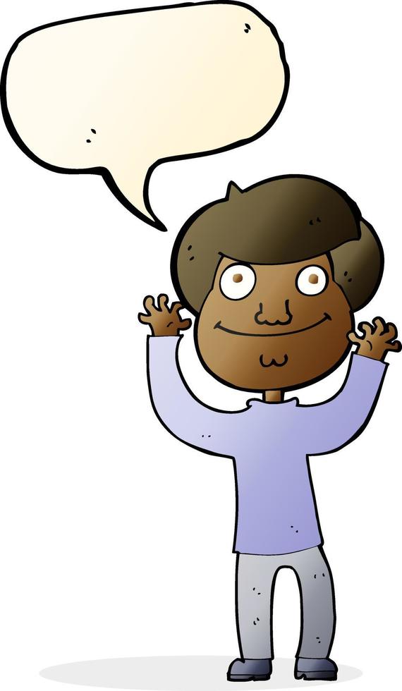 cartoon happy boy with speech bubble vector