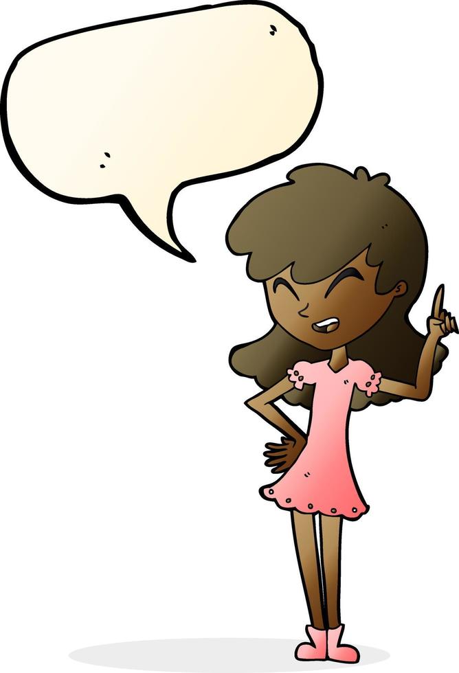 cartoon girl making point with speech bubble vector