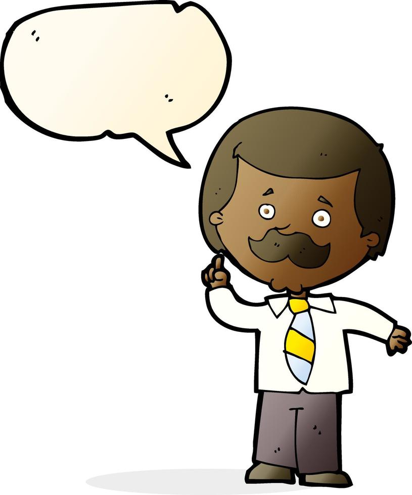 cartoon newsreader man with idea with speech bubble vector