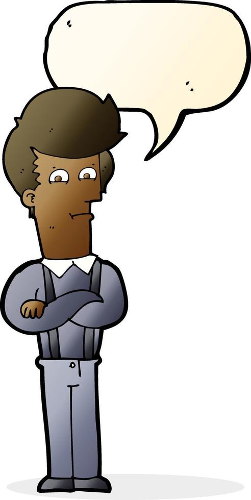 cartoon annoyed man with speech bubble vector