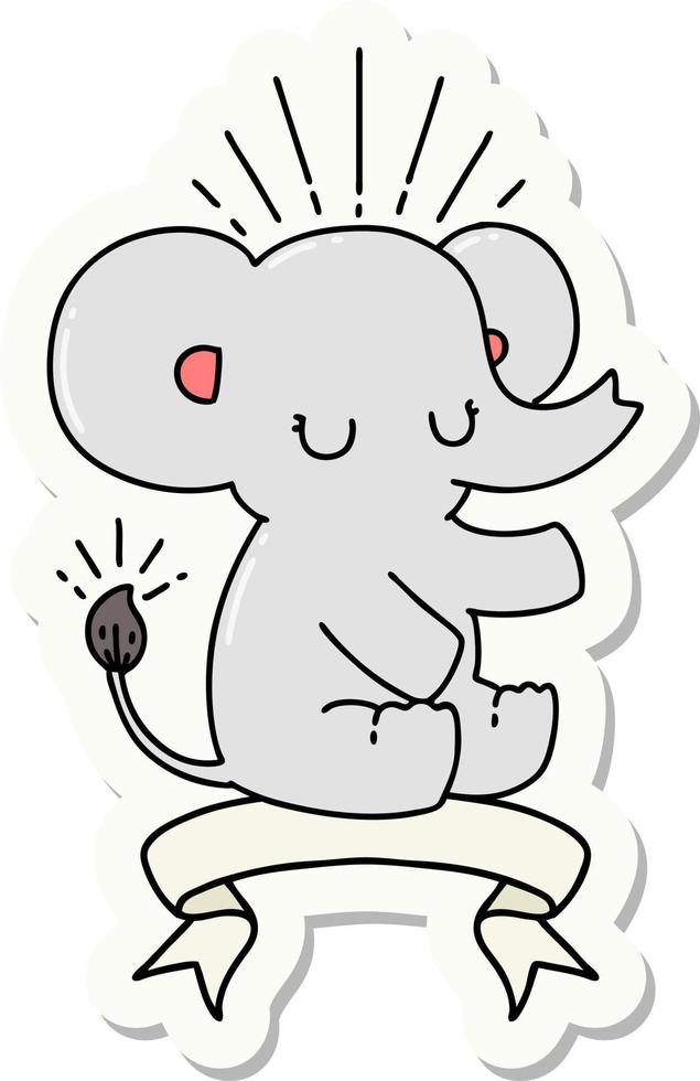 sticker of tattoo style cute elephant vector