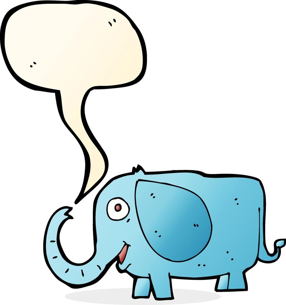 caricatura, elefante bebé, con, burbuja del discurso vector