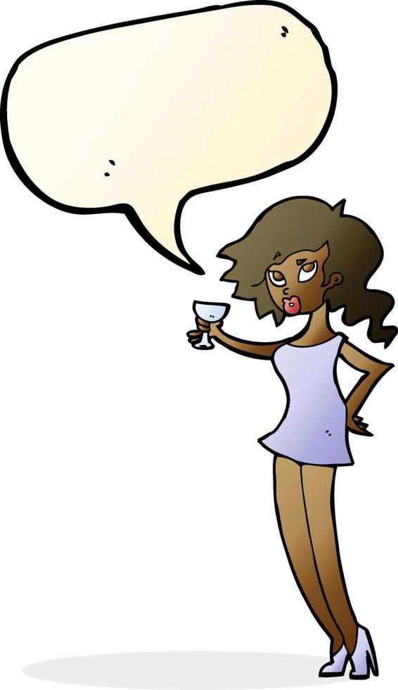 cartoon woman at party with speech bubble vector