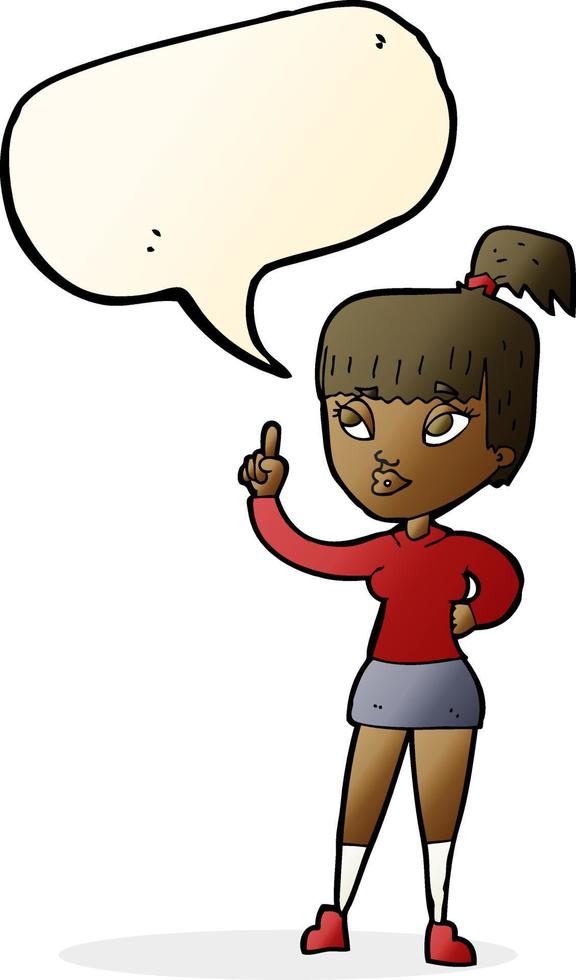 cartoon attractive girl with idea with speech bubble vector