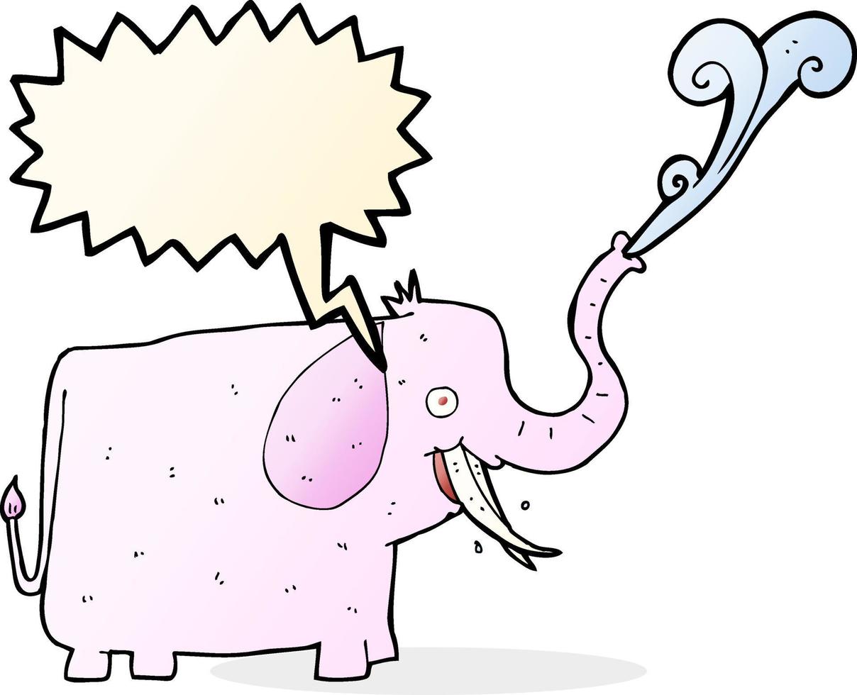 elefante feliz de dibujos animados con burbujas de discurso vector