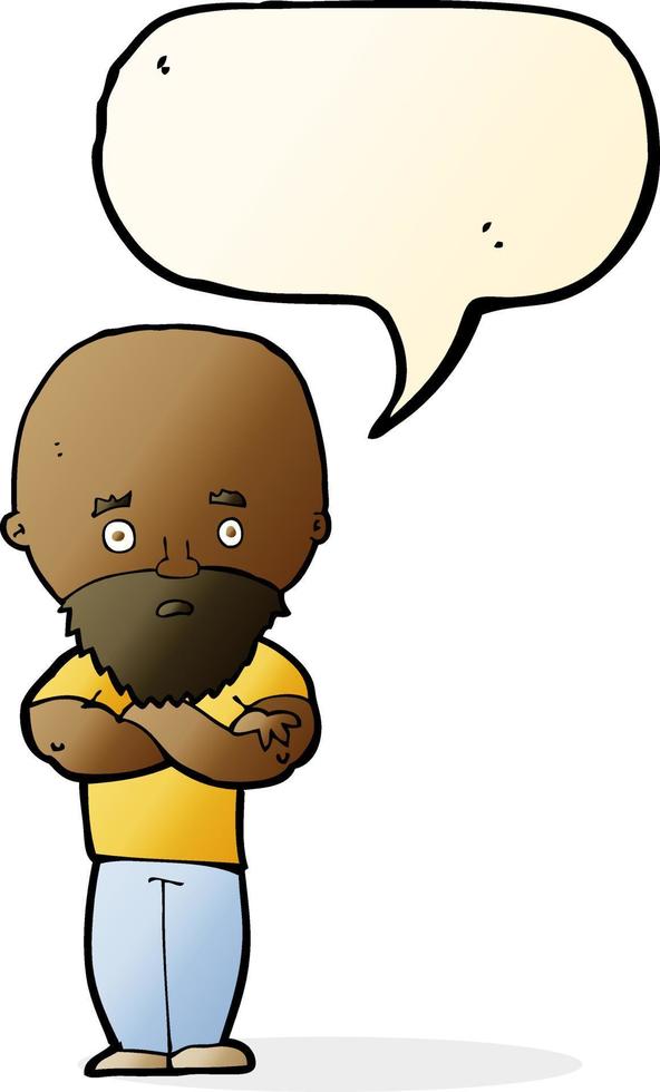 cartoon shocked bald man with beard with speech bubble vector